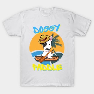 Bull terrier doing the doggy paddle on a boat T-Shirt